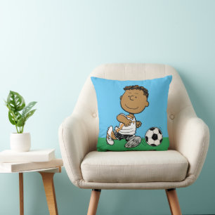 Franklin Playing Soccer Throw Pillow