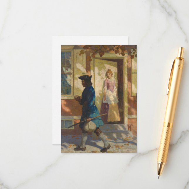 Franklin's Arrival in Philadelphia by N. C. Wyeth Enclosure Card (Front/Back In Situ)