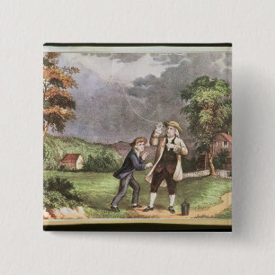Franklin's experiment in electricity 2 inch square button