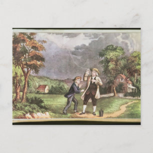 Franklin's experiment in electricity postcard