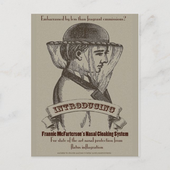 Frannie McFarterson's Nasal Cloaking System Postcard (Front)