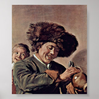 Frans Hals - Two laughing boys with a beer mug Poster
