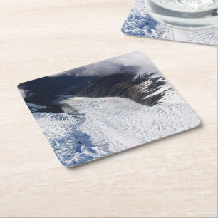 Franz Josef Glacier Aerial View, New Zealand Square Paper Coaster