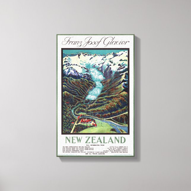 Franz Josef Glacier Vintage Travel Poster Canvas Print (Front)