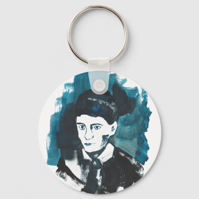 Franz Kafka Portrait with custom text | Booklovers Keychain (Front)