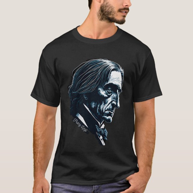 Franz Lisz Portrait Composer Illustration Piano Mu T-Shirt (Front)
