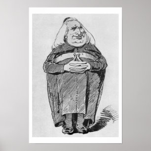 Franz Liszt (1811-86) as abbot, caricature from 'B Poster