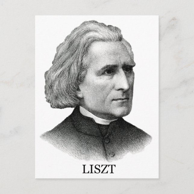 Franz Liszt, black Postcard (Front)