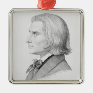 Franz Liszt, engraved by Gonzenbach Metal Ornament