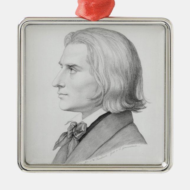 Franz Liszt, engraved by Gonzenbach Metal Ornament (Front)