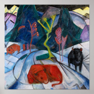 Franz Marc Bison in Winter (red bison) Poster