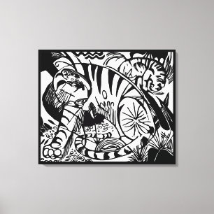 Franz Marc - Black and White Tiger - Abstract Art Canvas Print
