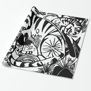 Franz Marc - Black and White Tiger - Abstract Art Wrapping Paper