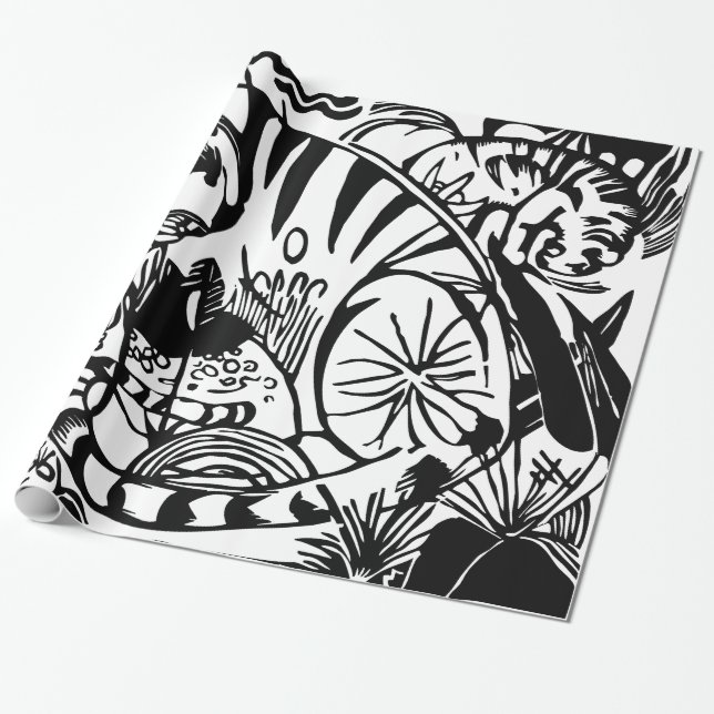 Franz Marc - Black and White Tiger - Abstract Art Wrapping Paper (Unrolled)