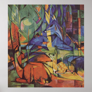 Franz Marc - Deer in Woods II 1913-14 Moon Fawn Poster