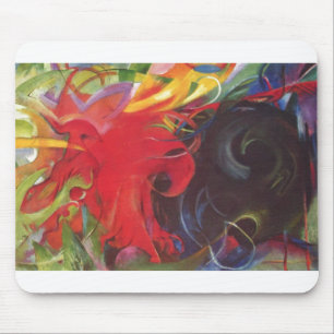 Franz Marc - Fighting Forms 1914 Colour Black Red Mouse Pad