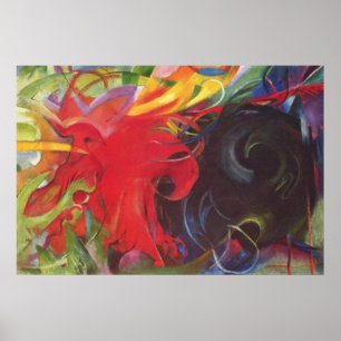Franz Marc - Fighting Forms 1914 Colour Black Red Poster