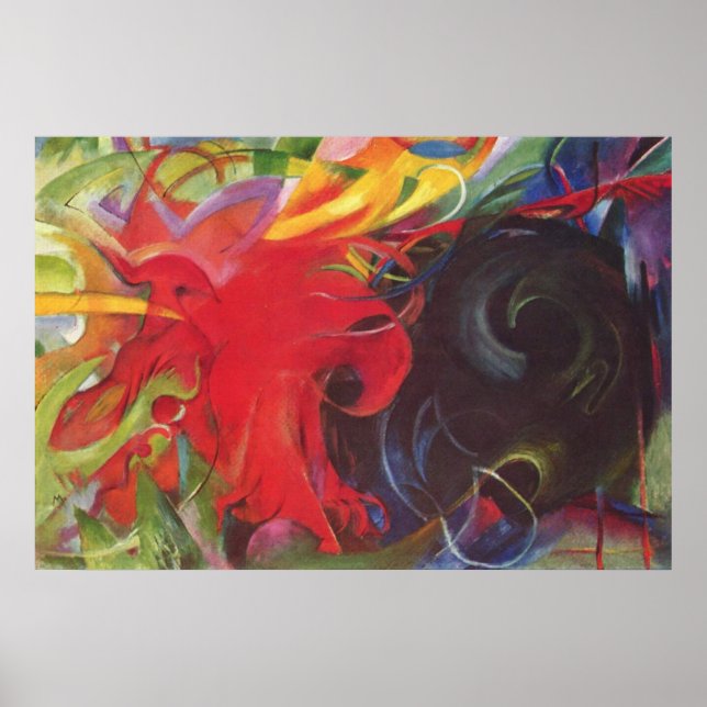 Franz Marc - Fighting Forms 1914 Colour Black Red Poster (Front)