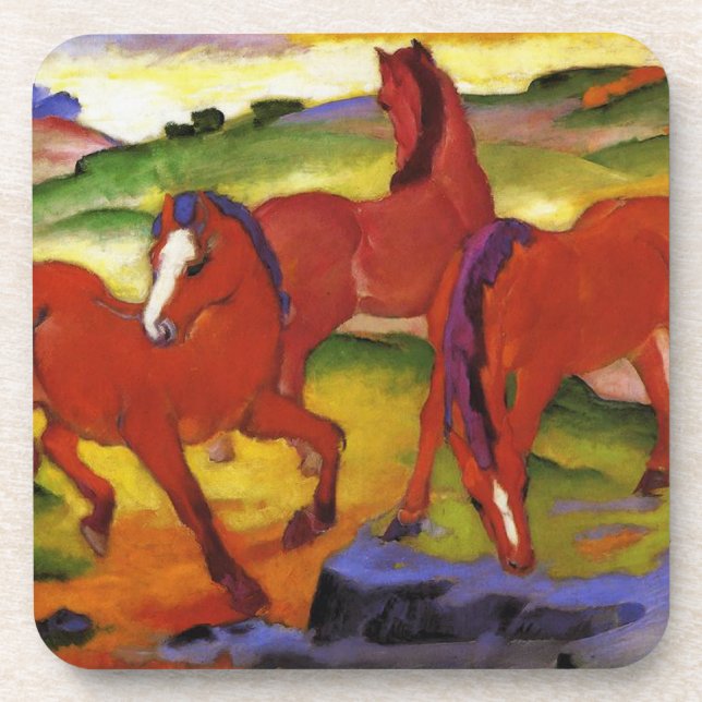 Franz Marc frôlant des dessous de verre de chevaux (Devant)