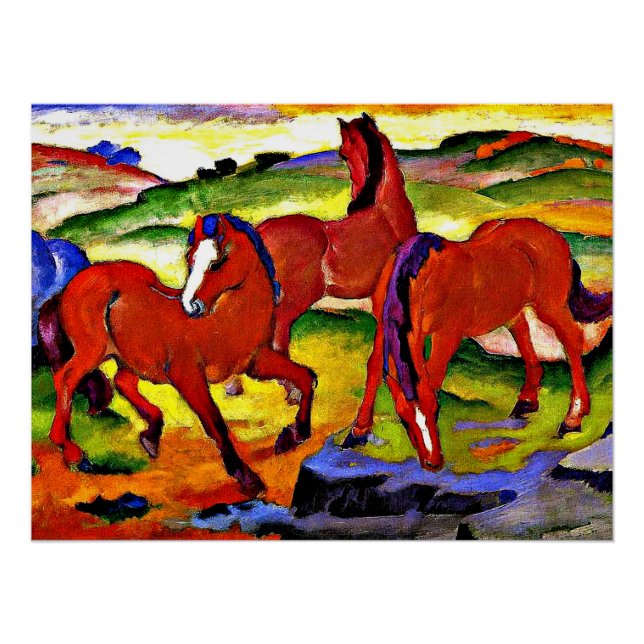Franz Marc, Grazing Horses IV Poster (Front)