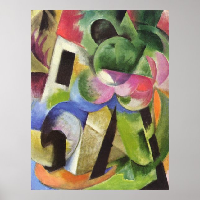 Franz Marc - House w/ Trees Small Composition 1914 Poster (Front)