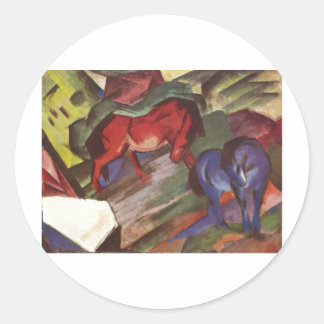Franz Marc - Red & Blue Horse 1912 Paper Horses Classic Round Sticker