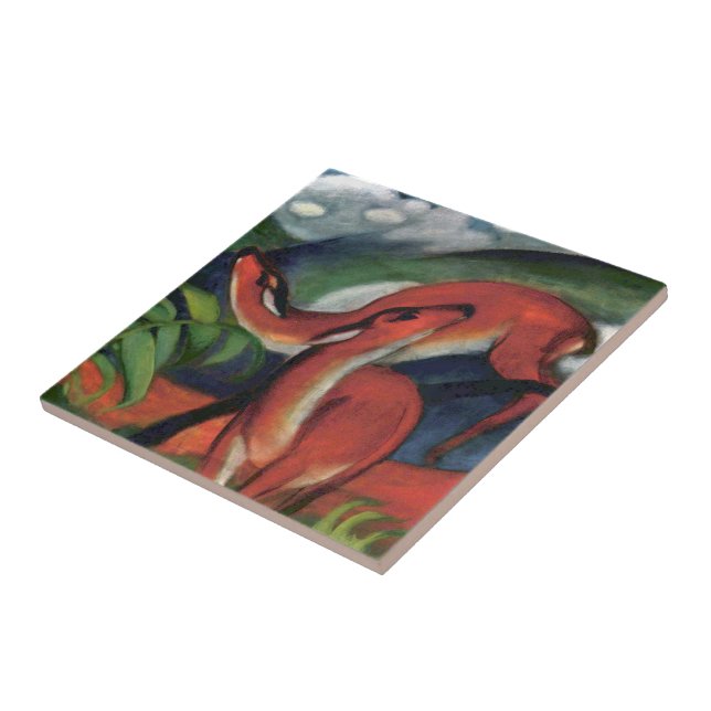 Franz Marc Red Deer Famous Painting Tile (Side)