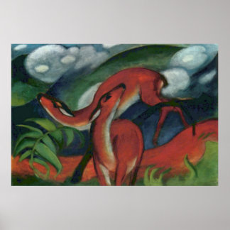 Franz Marc - Red Deer II 1912 Forest Animal fawn Poster