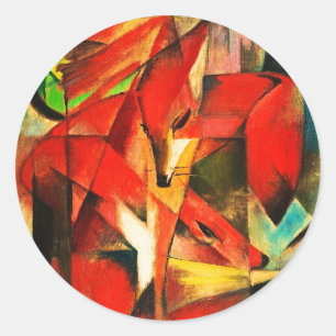 Franz Marc The Foxes Red Fox Modern Art Painting Classic Round Sticker