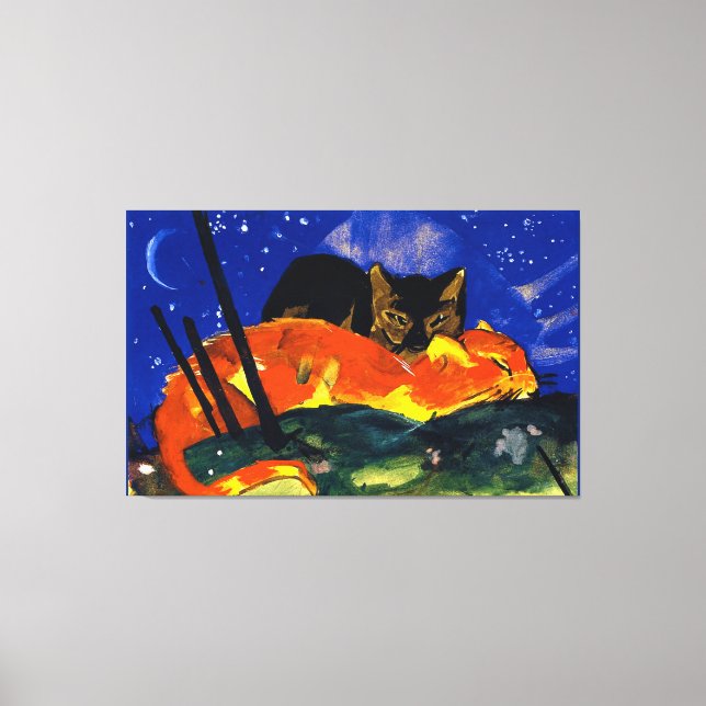 Franz Marc - Two Cats, famous painting, Canvas Print (Front)