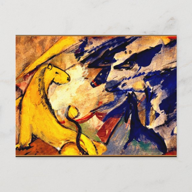Franz Marc - Yellow Lion, Blue Foxes, Blue Horse Postcard (Front)