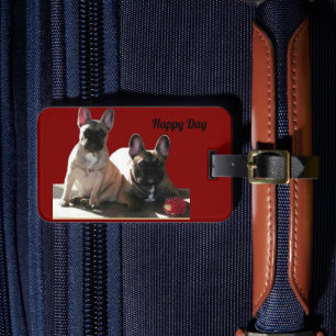 Französische Buldoggen Flo und Fips  Luggage Tag