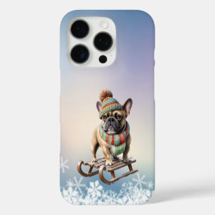 Französische Bulldogge auf Schlitten iPhone 16 Pro Case