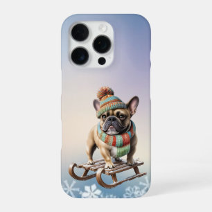 Französische Bulldogge auf Schlitten iPhone 16 Pro Case