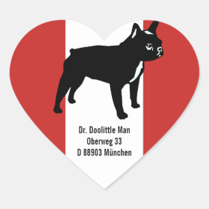 Französische Bulldogge Aufkleber mit Text Heart Sticker