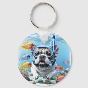 Französische Bulldogge beim Schnorcheln Keychain