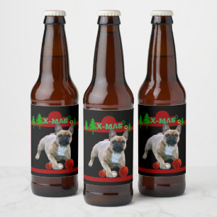 französische Bulldogge Bieretikett Weihnachten  Beer Bottle Label