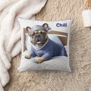 Französische Bulldogge chill Throw Pillow