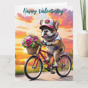 Französische Bulldogge Fahrrad French Bulldog Card