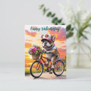 Französische Bulldogge Fahrrad French Bulldog Postcard