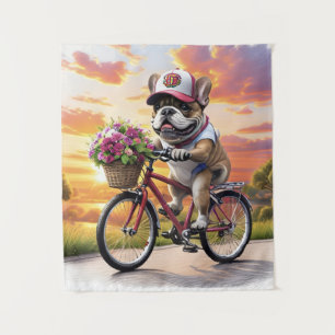 Französische Bulldogge Fahrrad French Bulldog Tapestry