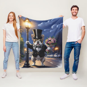 Französische Bulldogge French Bulldog Blumenstrauß Fleece Blanket