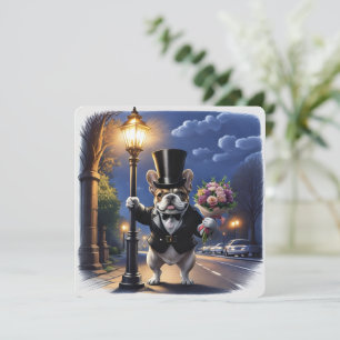 Französische Bulldogge French Bulldog Blumenstrauß Invitation