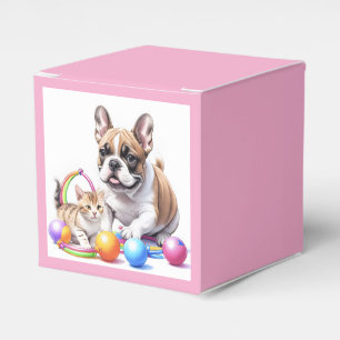 Französische Bulldogge French Bulldog mit Katze Favor Box
