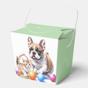 Französische Bulldogge French Bulldog mit Katze Favor Box