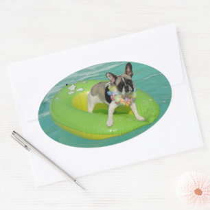 Französische Bulldogge Great Summer Oval Sticker