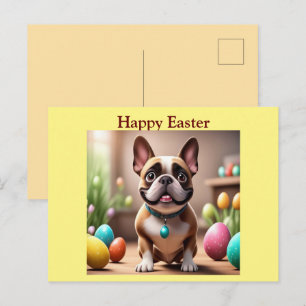 Französische Bulldogge Grußkarte Ostern Feiertagsk Holiday Postcard