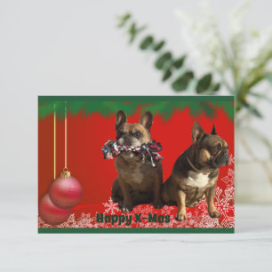 französische Bulldogge Grusskarte Weihnachten Invitation