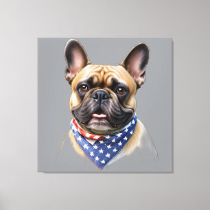 Französische Bulldogge Halstuch Amerika Canvas Print
