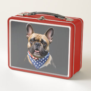Französische Bulldogge Halstuch Amerika  Metal Lunch Box